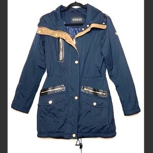 GUESS Blue Insulated Zip Cinch Waist Jacket Coat M